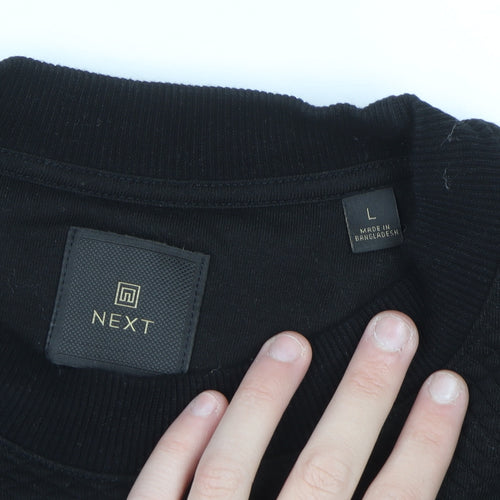 Next Men’s Black Crew Neck Pullover Sweatshirt L Regular Fit