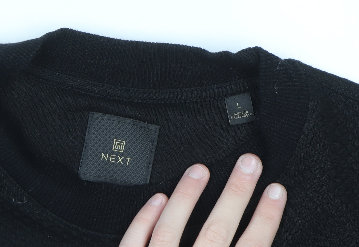 Next Men’s Black Crew Neck Pullover Sweatshirt L Regular Fit
