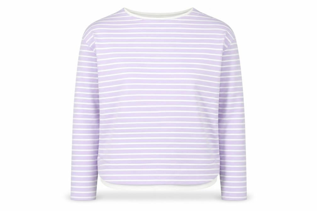Front view of Trespass Women’s Lilac Striped Pullover Sweatshirt UK 12 Medium