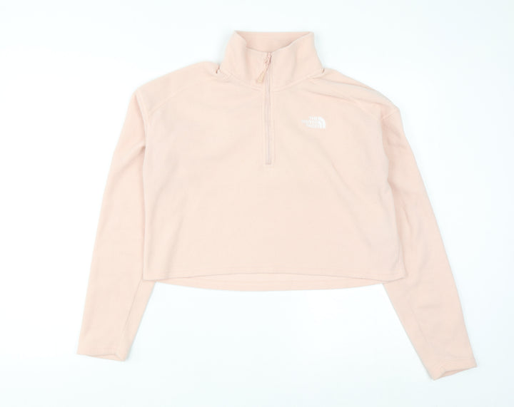 The North Face Womens Pink 1/4 Zip Fleece Pullover Sweatshirt M