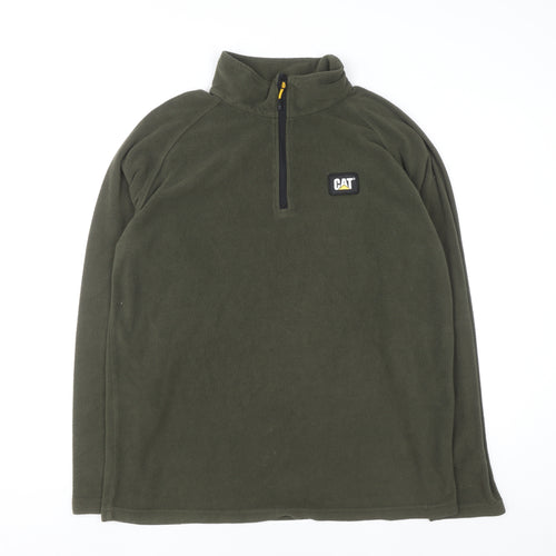 CAT Men's Green Fleece 1/4 Zip Pullover Sweatshirt XL