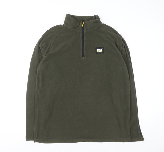 CAT Men's Green Fleece 1/4 Zip Pullover Sweatshirt XL