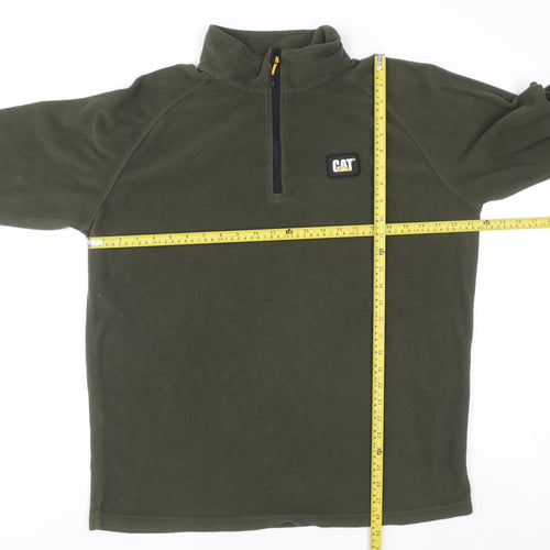 CAT Men's Green Fleece 1/4 Zip Pullover Sweatshirt XL