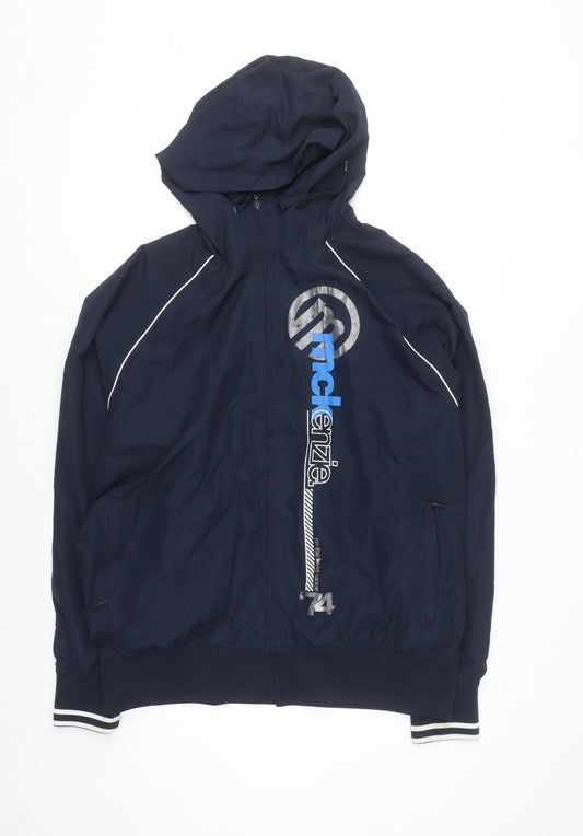 McKenzie Men's Blue XL Hooded Windbreaker Jacket Lightweight