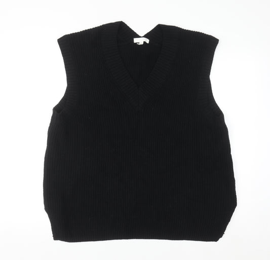 H&M Men's Black Knit Cotton Acrylic V-Neck Sleeveless Jumper Vest L