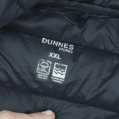 Dunnes Stores Men Black 2XL Hooded Puffer Coat Lightweight