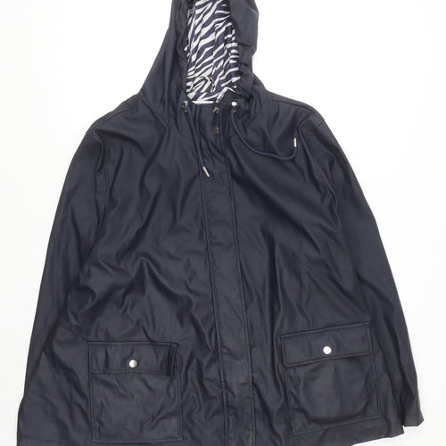 Dorothy Perkins Women’s Navy Hooded Rain Coat UK 22 Maternity Lined Waterproof