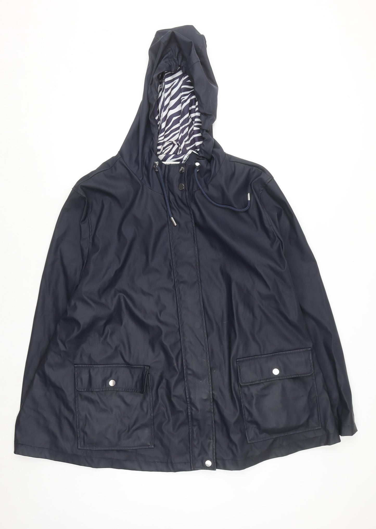 Dorothy Perkins Women’s Navy Hooded Rain Coat UK 22 Maternity Lined Waterproof