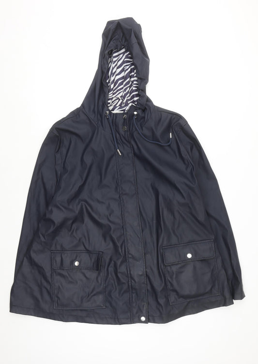Dorothy Perkins Women’s Navy Hooded Rain Coat UK 22 Maternity Lined Waterproof