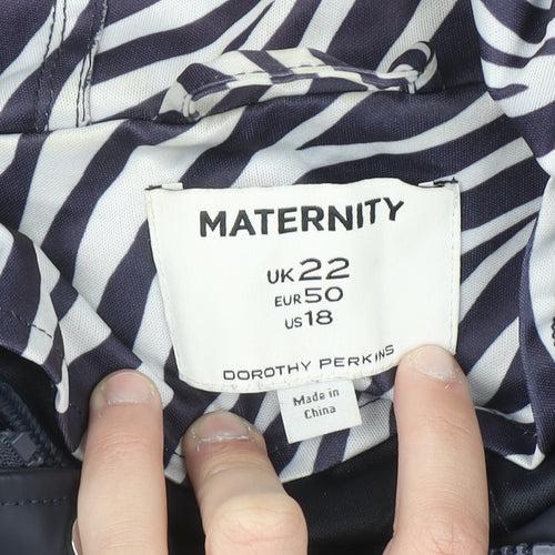 Dorothy Perkins Women’s Navy Hooded Rain Coat UK 22 Maternity Lined Waterproof