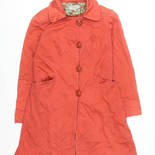 Marks and Spencer Women's Orange Long Trench Coat Size 10 Cotton Blend