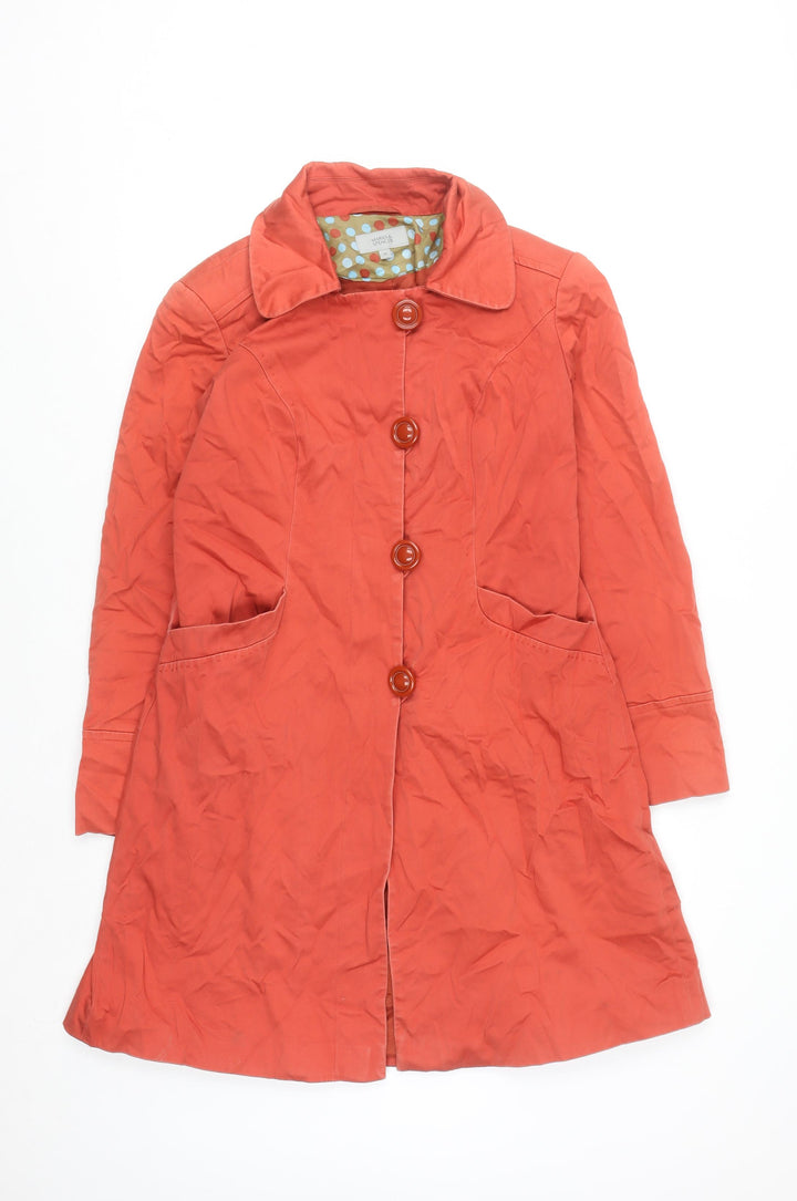 Marks and Spencer Women's Orange Long Trench Coat Size 10 Cotton Blend