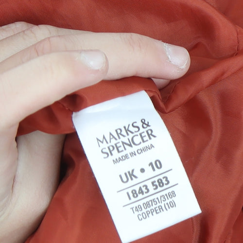 Marks and Spencer Women's Orange Long Trench Coat Size 10 Cotton Blend