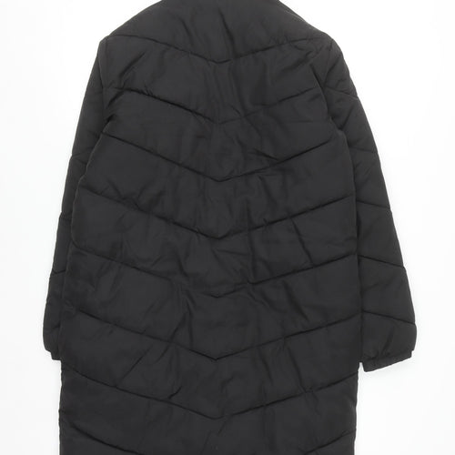 JDY Unisex Black Long Puffer Coat M Winter Full Zip Quilted Jacket