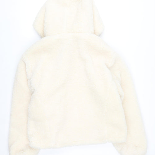 Primark Women's Ivory Fleece Hooded Zip Jacket Size S 10-12
