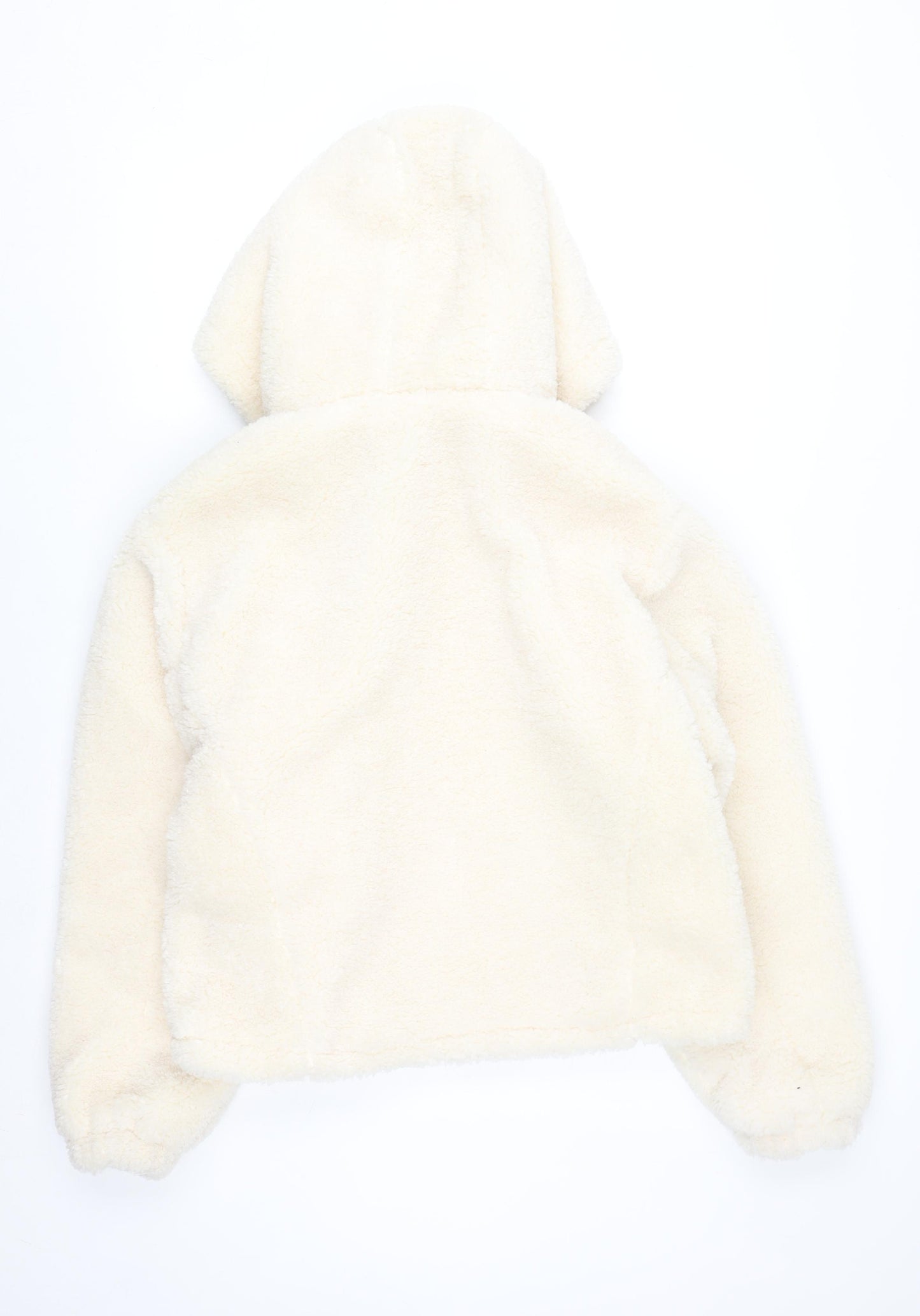 Primark Women's Ivory Fleece Hooded Zip Jacket Size S 10-12