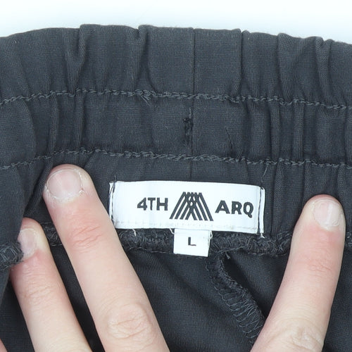 4TH ARQ Men's Black Regular Fit Stretch Trousers L