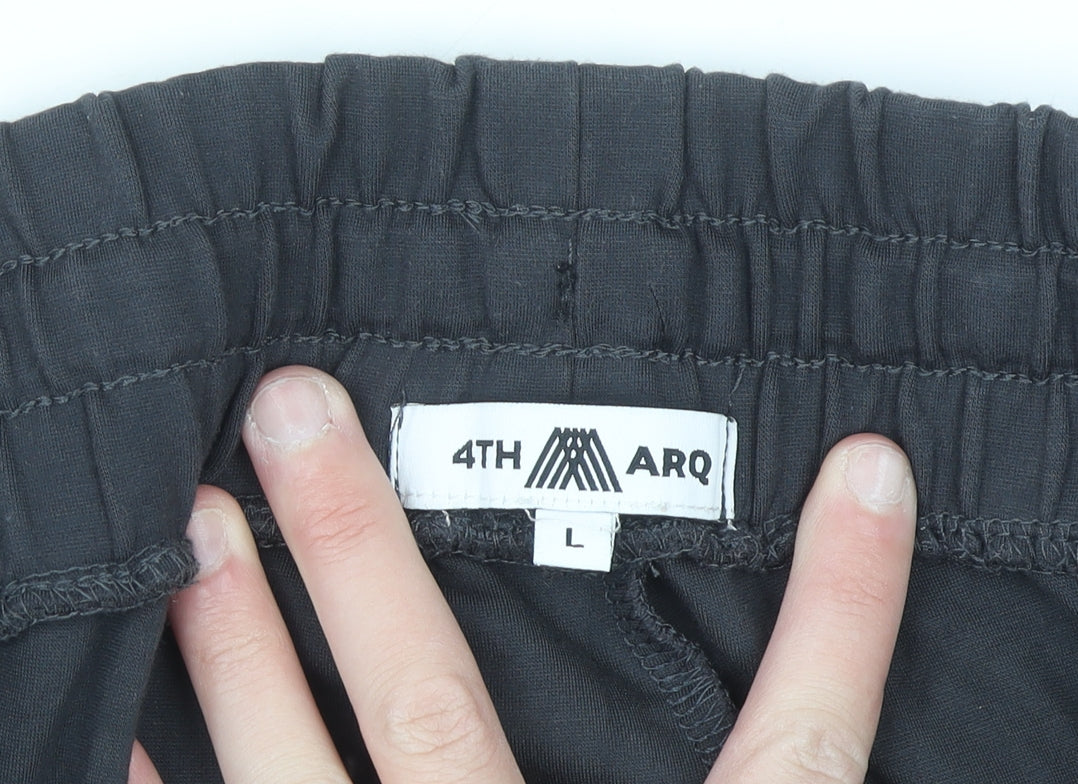4TH ARQ Men's Black Regular Fit Stretch Trousers L