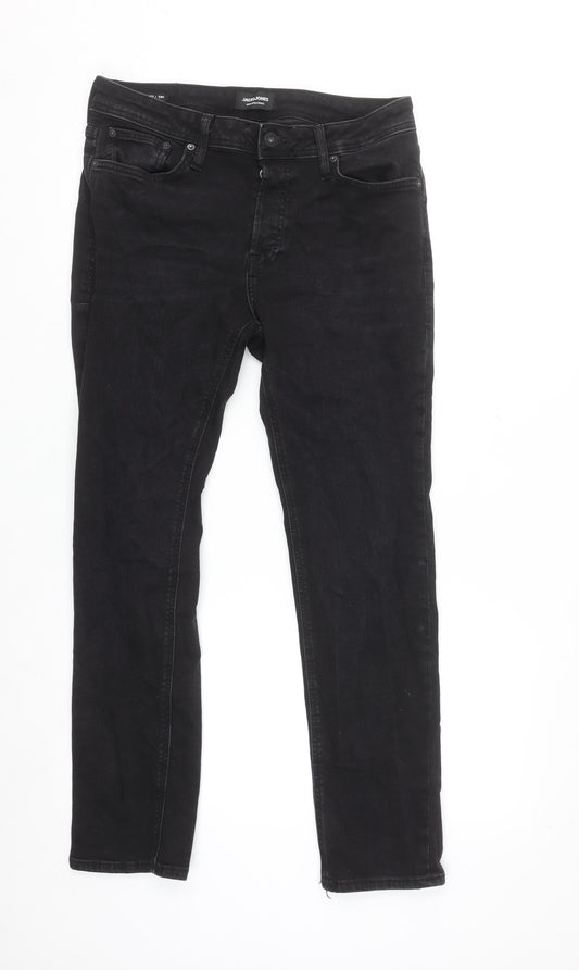 Jack & Jones Men's Black Slim Fit Denim Jeans Size 29x30