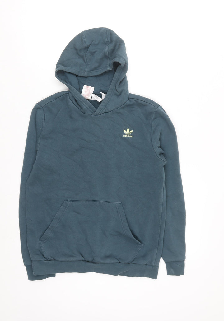 Adidas Boys Blue Pullover Hoodie Size 13-14 Years Cotton Blend