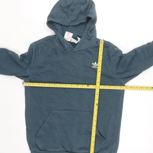 Adidas Boys Blue Pullover Hoodie Size 13-14 Years Cotton Blend