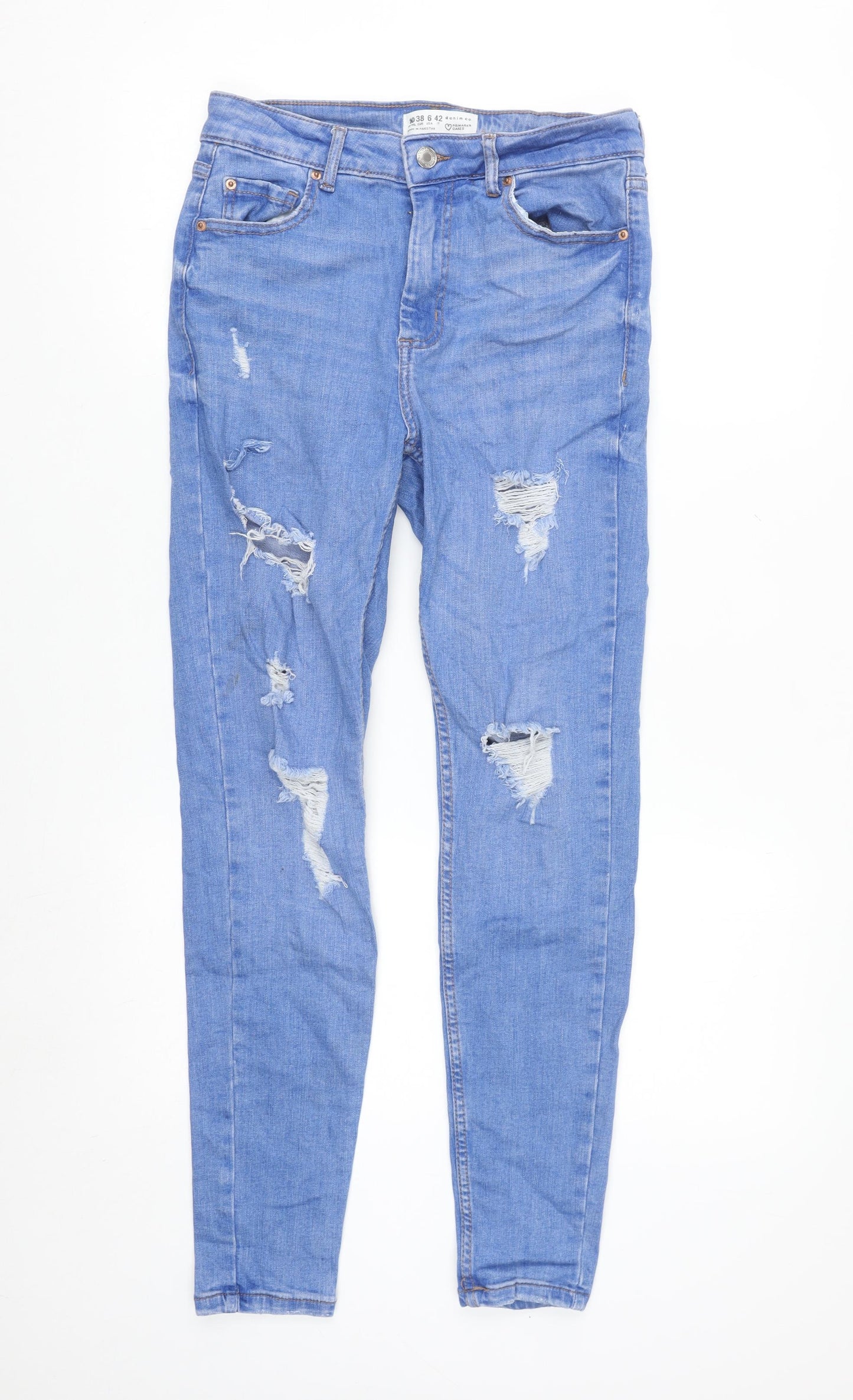 Primark Women Blue Distressed Skinny Jeans Size 10