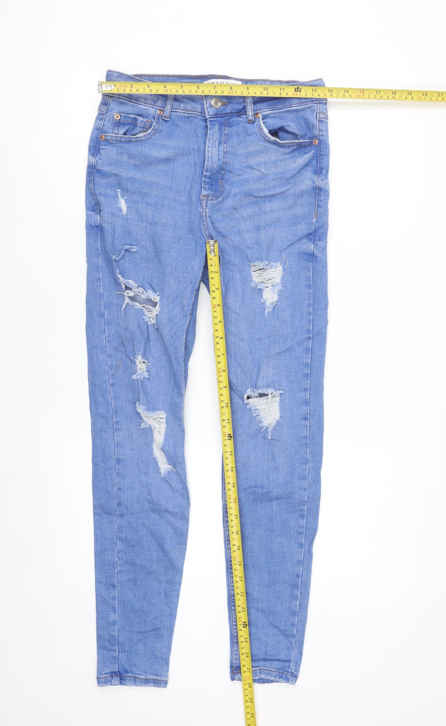 Primark Women Blue Distressed Skinny Jeans Size 10