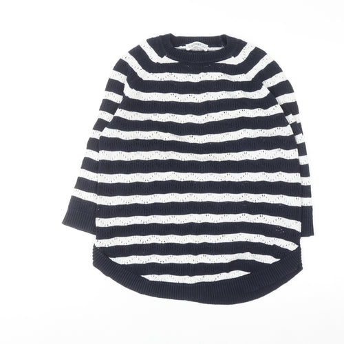 Gallery Women’s Blue White Striped Cotton Knit Jumper Size S
