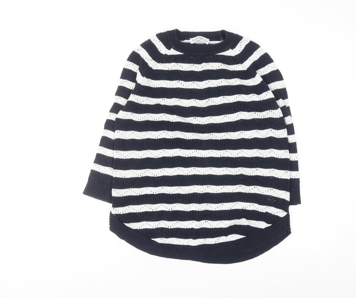 Gallery Women’s Blue White Striped Cotton Knit Jumper Size S
