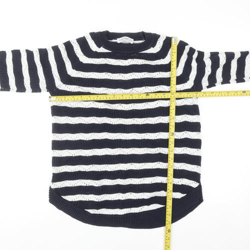 Gallery Women’s Blue White Striped Cotton Knit Jumper Size S