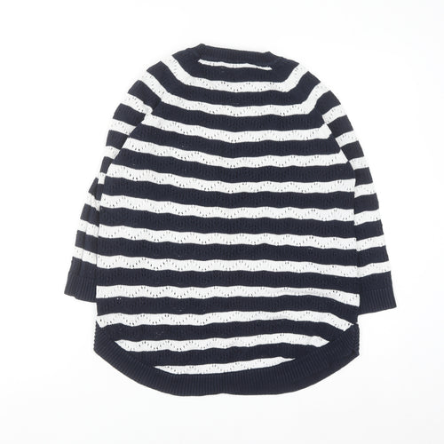 Gallery Women’s Blue White Striped Cotton Knit Jumper Size S