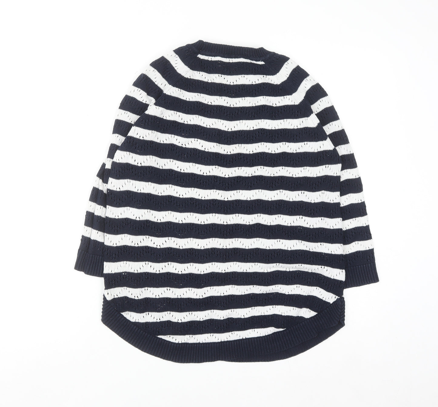 Gallery Women’s Blue White Striped Cotton Knit Jumper Size S