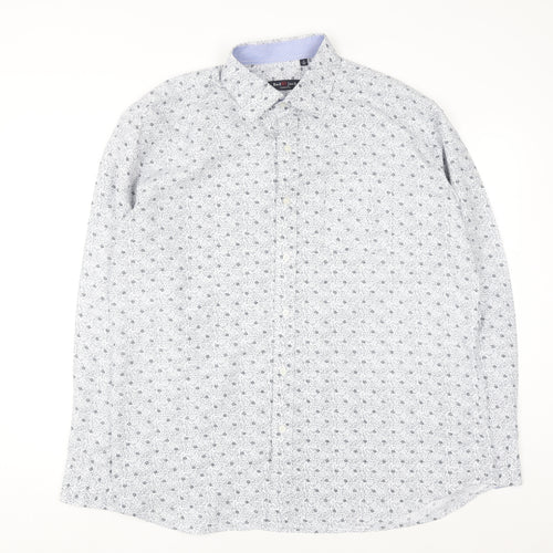 Red Jack Men's White Floral Cotton Button-Up Shirt Size 17