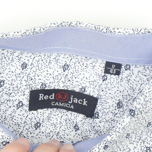 Red Jack Men's White Floral Cotton Button-Up Shirt Size 17