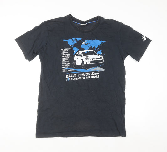 Volkswagen Motorsport Men's Black Rally Graphic T-Shirt L Cotton