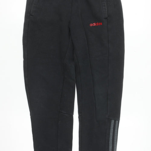 Adidas Boys Black Jogger Sweatpants 11-12 Years Fleece Elastic Waist