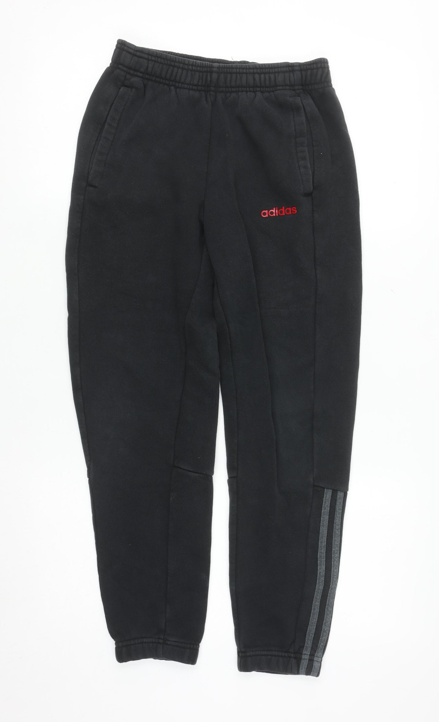 Adidas Boys Black Jogger Sweatpants 11-12 Years Fleece Elastic Waist