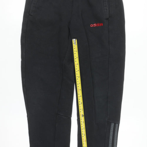 Adidas Boys Black Jogger Sweatpants 11-12 Years Fleece Elastic Waist