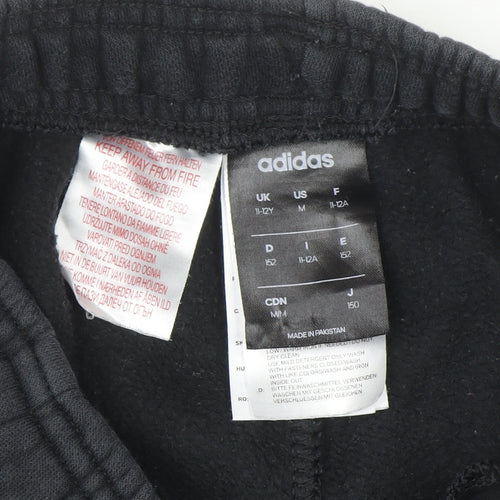 Adidas Boys Black Jogger Sweatpants 11-12 Years Fleece Elastic Waist