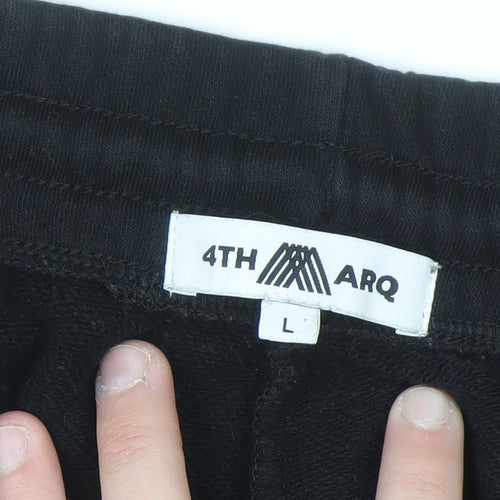 4TH ARQ Men's Black Jogger Sweatpants L Fleece Tapered Fit