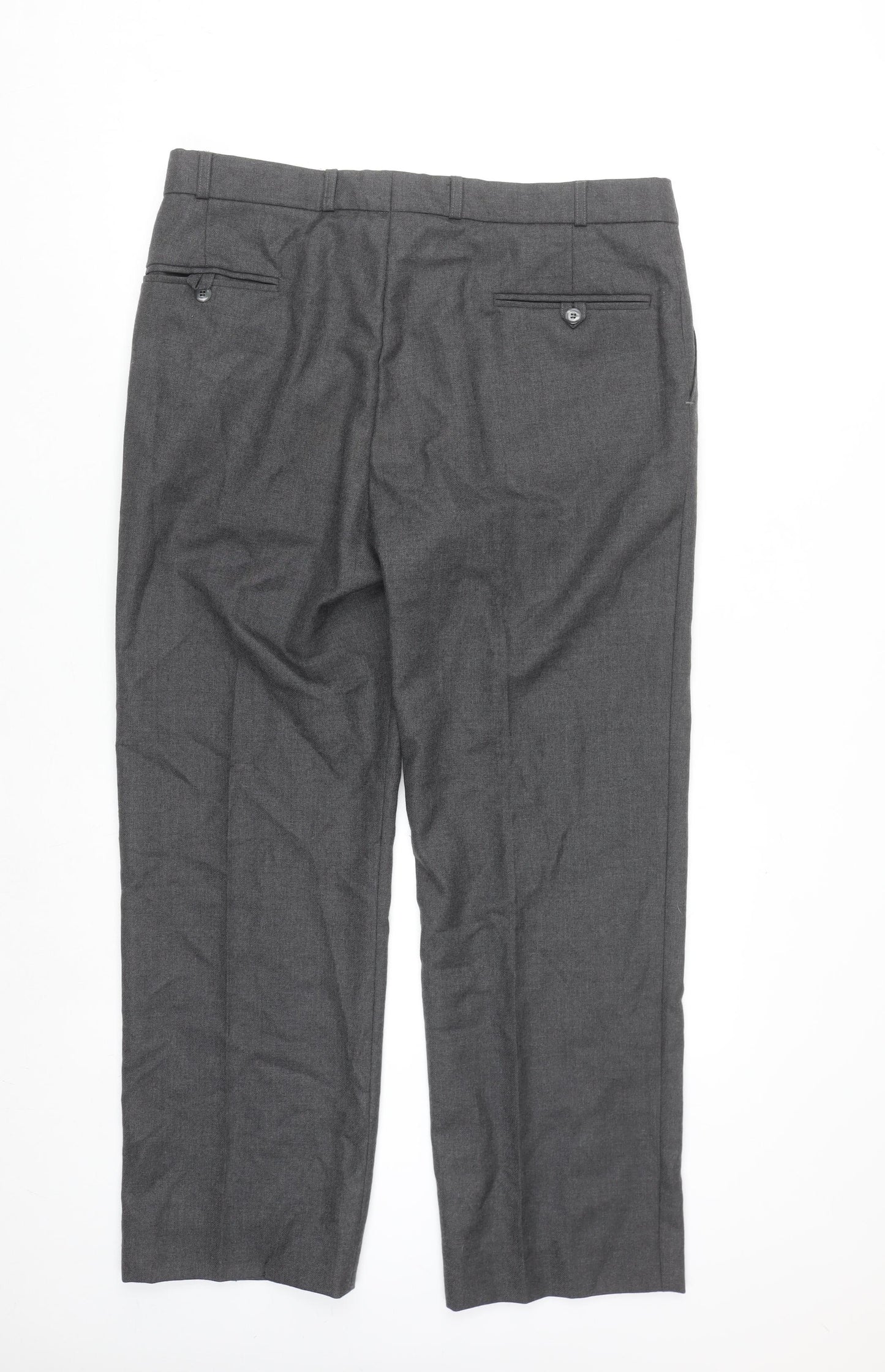 Gurteen Men's Grey Wool Blend Formal Dress Trousers 38L