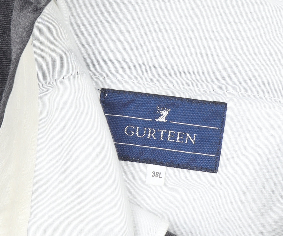 Gurteen Men's Grey Wool Blend Formal Dress Trousers 38L