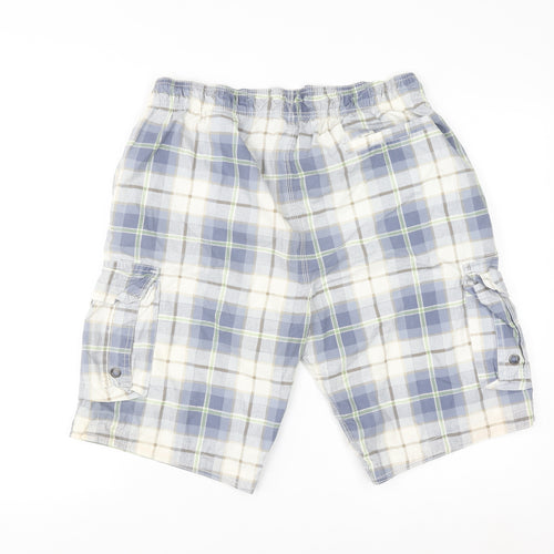 Cedarwood State Men's Blue Check Cargo Shorts M Cotton Casual