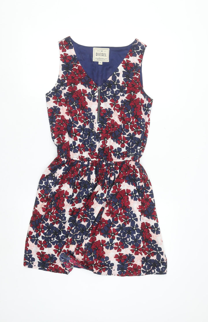 Diesel Womens Multicoloured Floral A-Line Sleeveless Short Dress S
