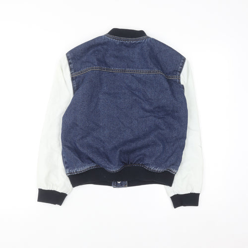 ONLY Boys Blue Denim Varsity Jacket Size 146 Cotton Lined Button Bomber