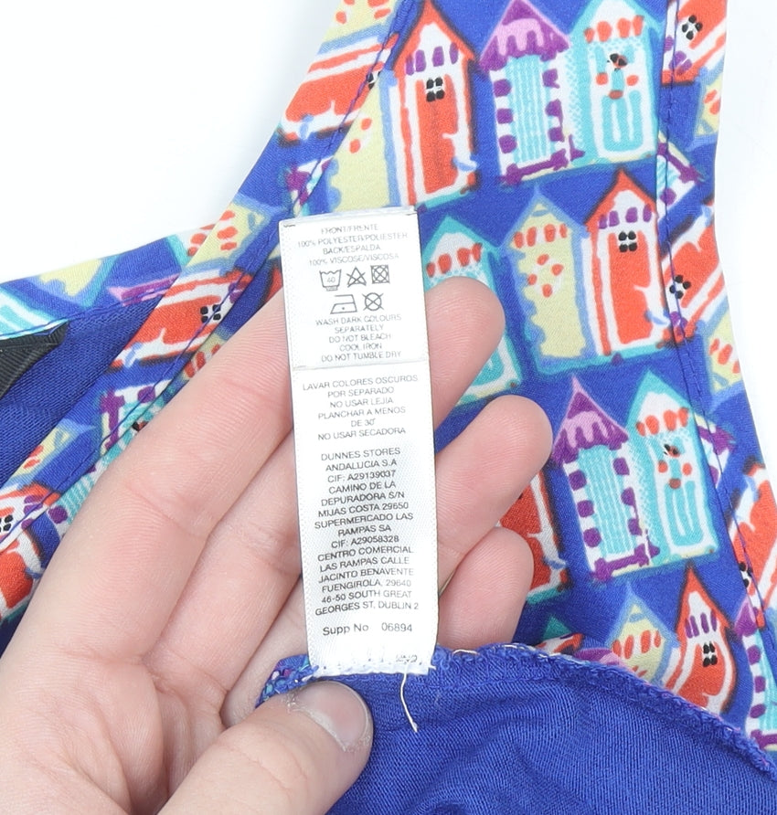 Dunnes Women’s Blue Beach Print Sleeveless Camisole Top Size 16
