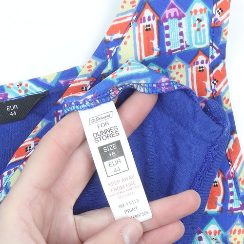 Dunnes Women’s Blue Beach Print Sleeveless Camisole Top Size 16