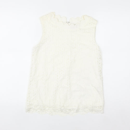 Marc Angelo Women Ivory Lace Sleeveless Blouse Size 10
