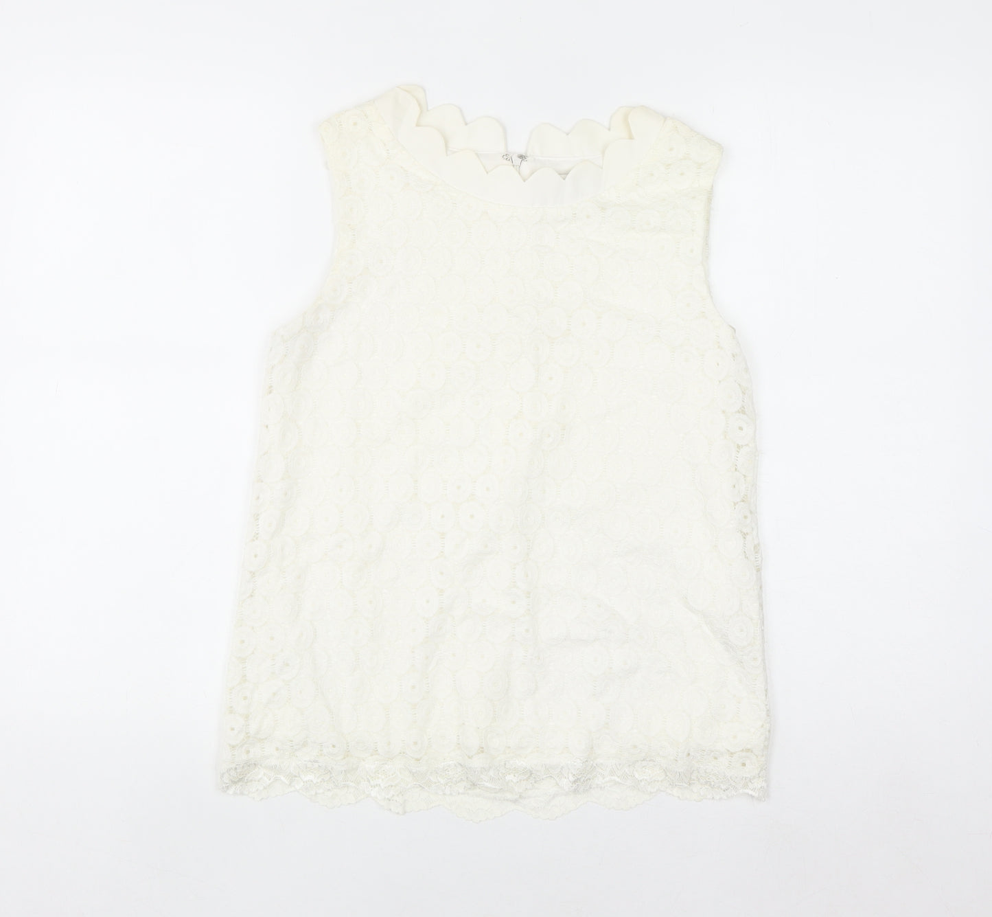 Marc Angelo Women Ivory Lace Sleeveless Blouse Size 10