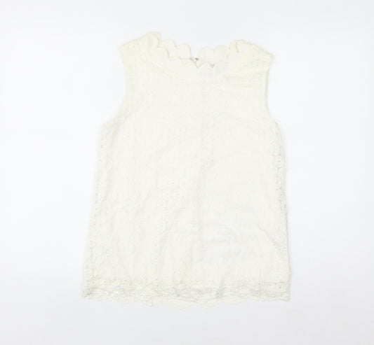 Marc Angelo Women Ivory Lace Sleeveless Blouse Size 10